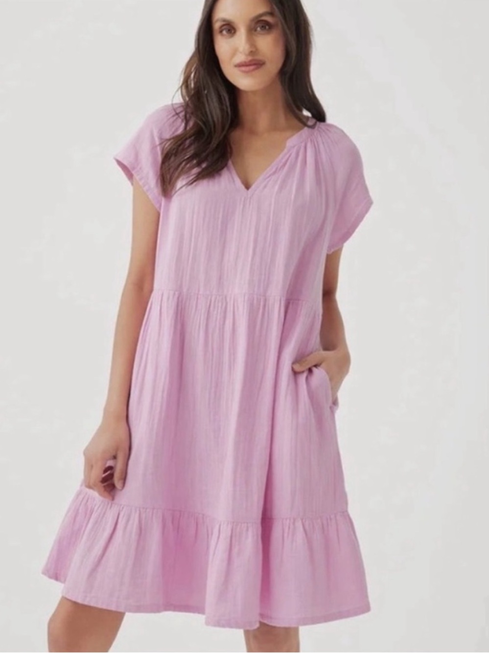 Pact Women’s 100% Organic Cotton Pink Short Sleeve Dress Size Medium